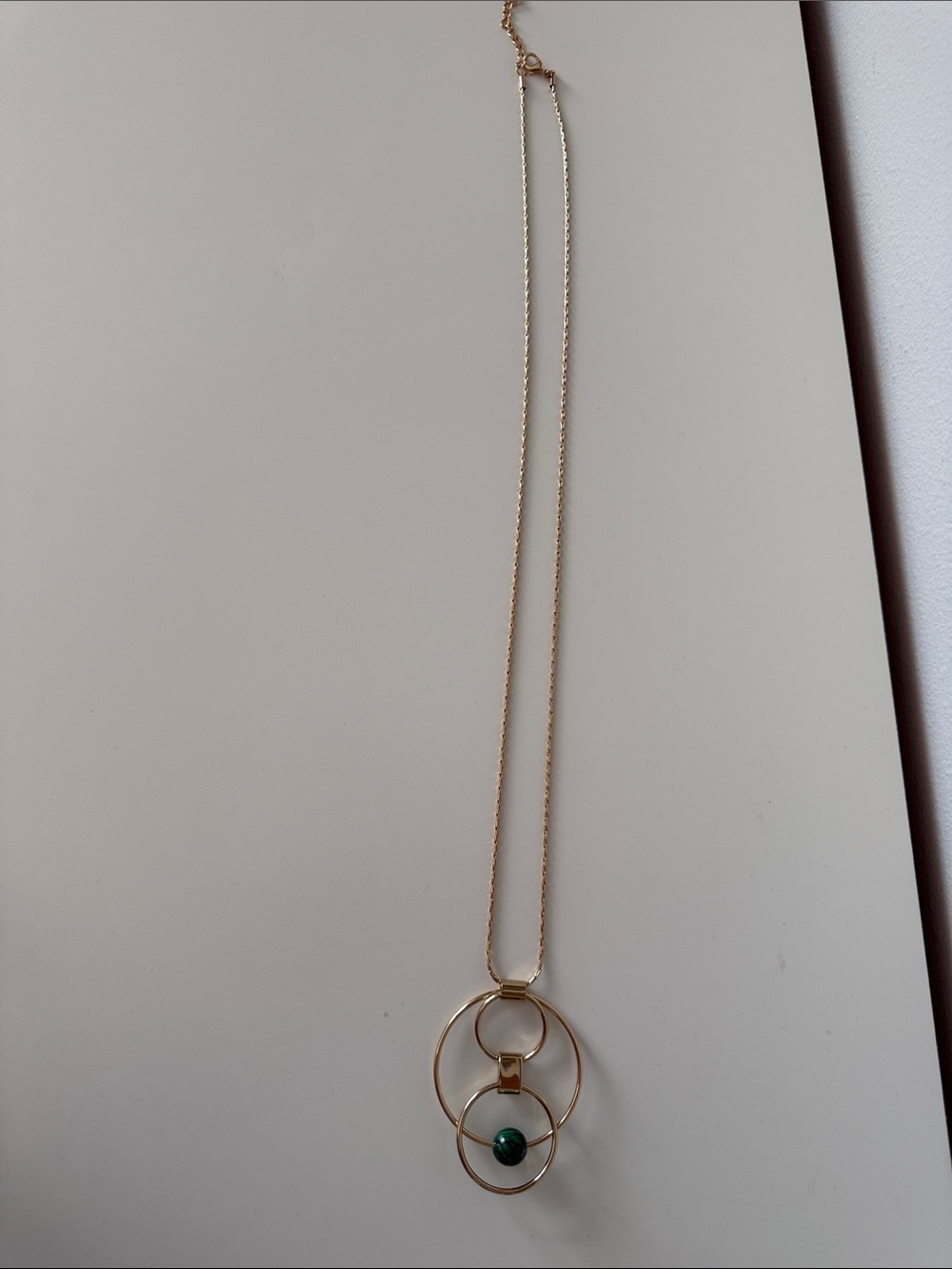 Alfani Gold-Tone Triple Hoop Necklace with Green Bead